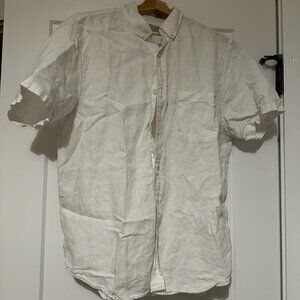 Everlane Shirt Mens Large White Short Sleeve Button Front Cotton Casual